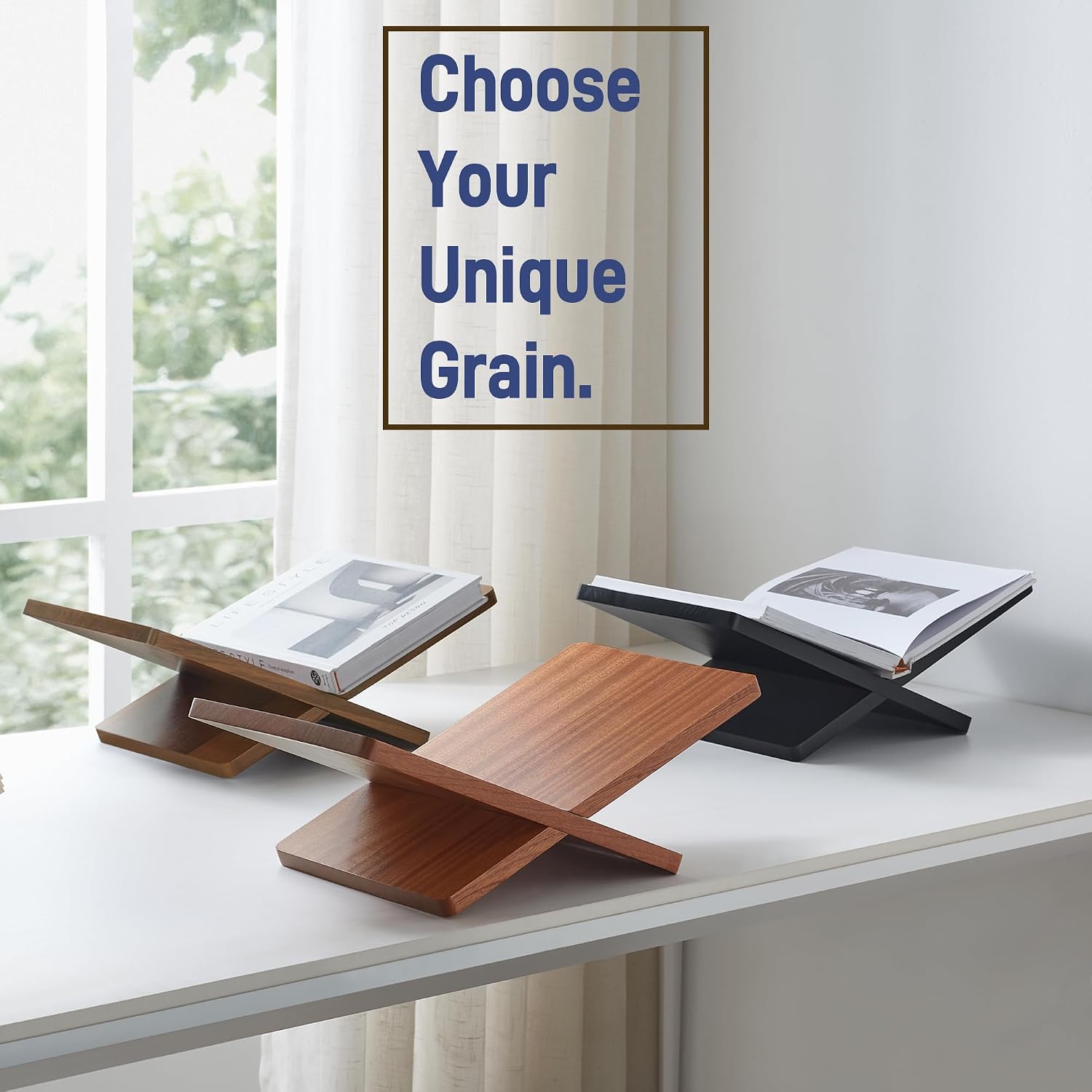 Solid Wooden Book Stand 16" x 9.5" x 6" Extra Large Display Stand | Open Book Holder Stand, Wood Book Display Stand for Coffee Table Books, Cookbooks, Bibles & Magazines