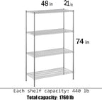 Regal Altair 21" Deep x 48" Wide x 74" Height Wire Shelving Kit | 4-Tier | NSF - Image 3