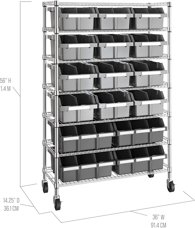Seville Classics Heavy Duty NSF Bin Rack Solid Steel Wire Shelving Storage Unit - Image 10