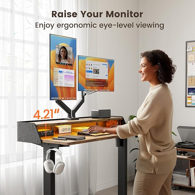 ErGear Standing Desk with LED Strip, 48″ x 24″ Electric Height Adjustable RGB - Image 7