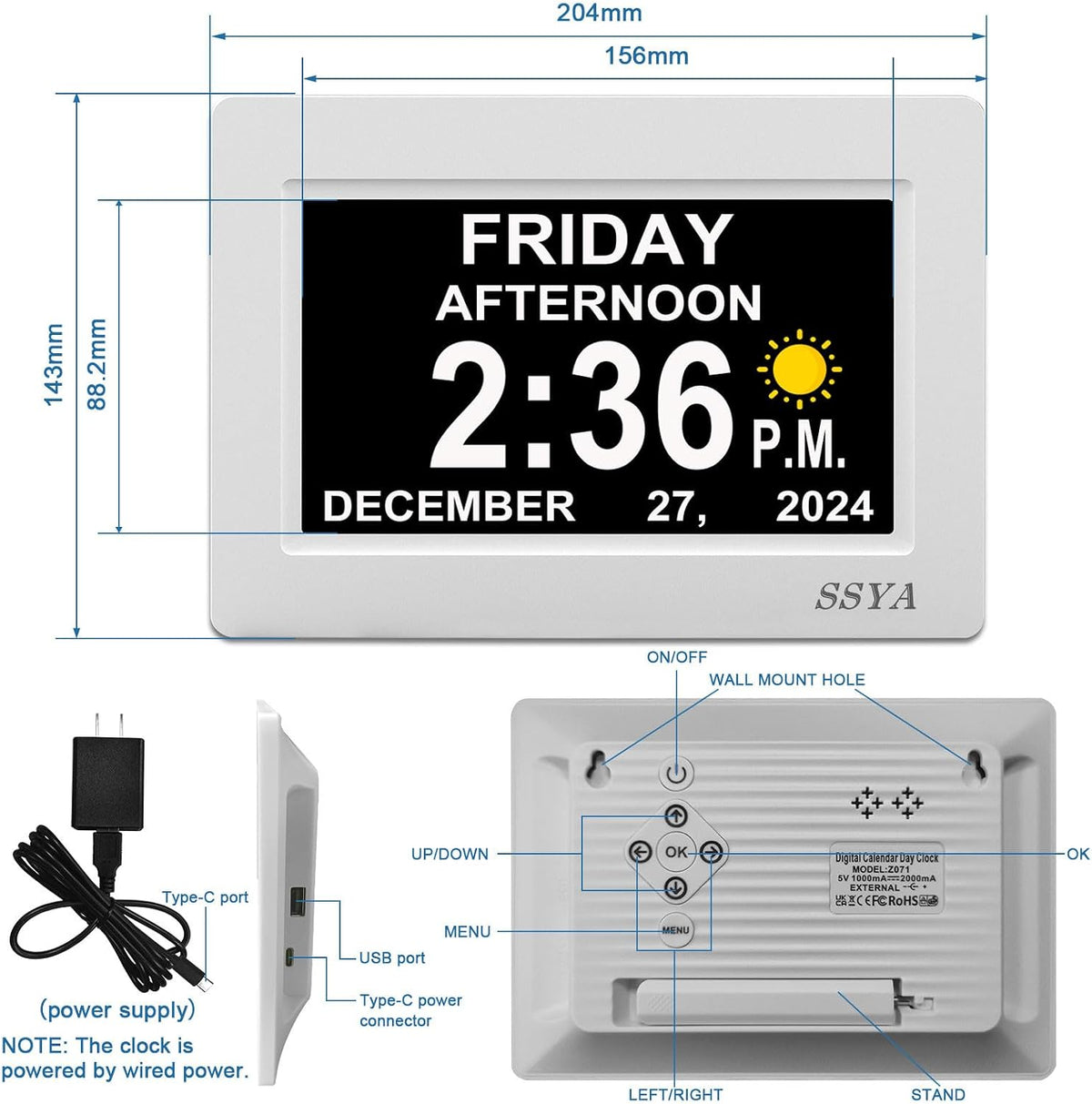 ssya digital calendar alarm clock - dementia clocks shown in use