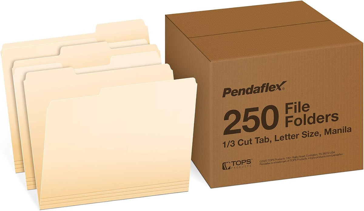 Pendaflex File Folders Letter Size 250 per Box and Expanding File Pockets Letter Size 10 per Box Bundle
