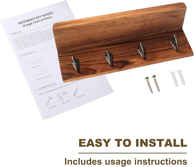 HRONRAD Rustic Key Holder for Wall, Farmhouse Wall Shelf - Image 7