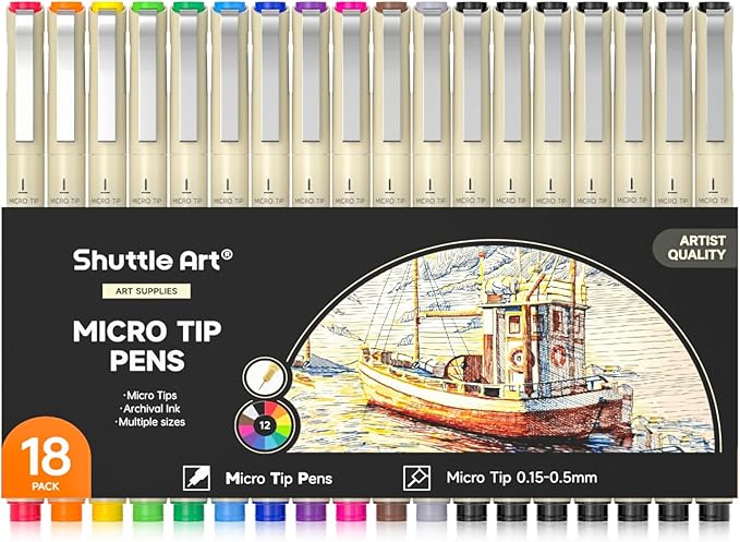 Shuttle Art 18-Pack Micro-line Pens by ShuttleArt