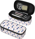 Baseball Blue White Ball Pencil Case Big Capacity Storage Pencil Pouch by HKHEHOP