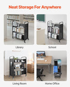 VEVOR Rolling Library Book Cart, 330 lbs Capacity, 38.2 x 20.3 x 48.2-Inch - Image 8