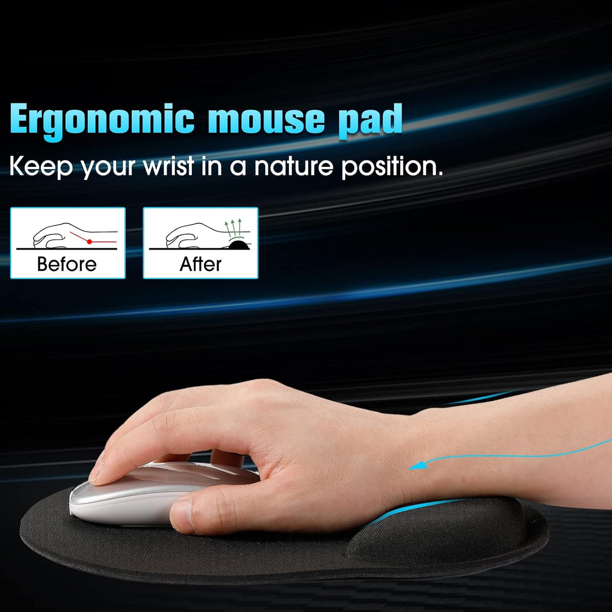 Yunsailing 12 Pcs Ergonomic Mouse Pad and Keyboard with Wrist Support Set Arm...