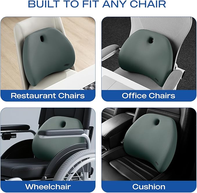 Skechers Lumbar Support Pillow for Office Chair, Memory Foam Lumbar Pillow - Image 6