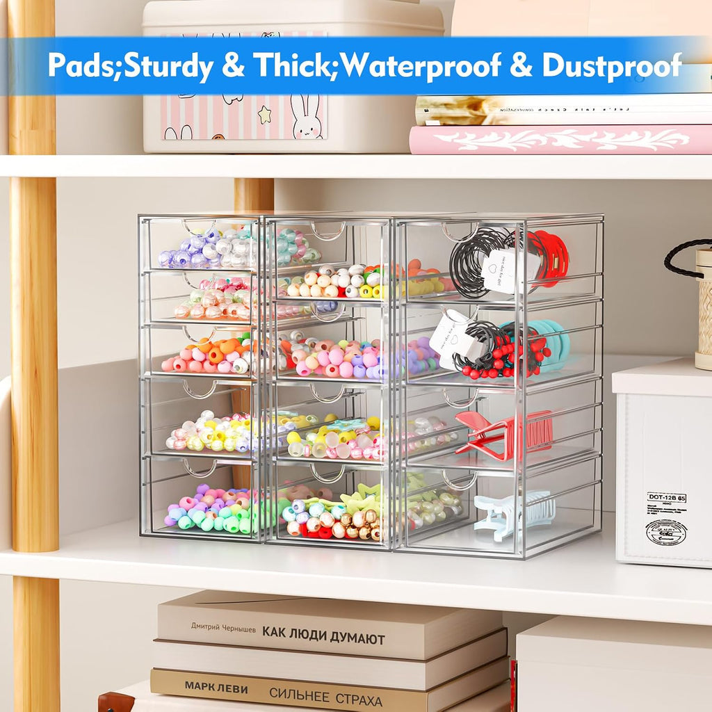 arstpeoe acrylic 13-drawer storage & makeup organizer for, side view