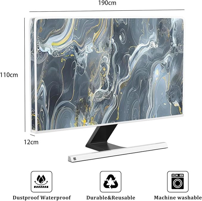 Baocicco Gray Gold Marble Waterproof 80 Inch TV Dust Cover Anti-Static - Image 2