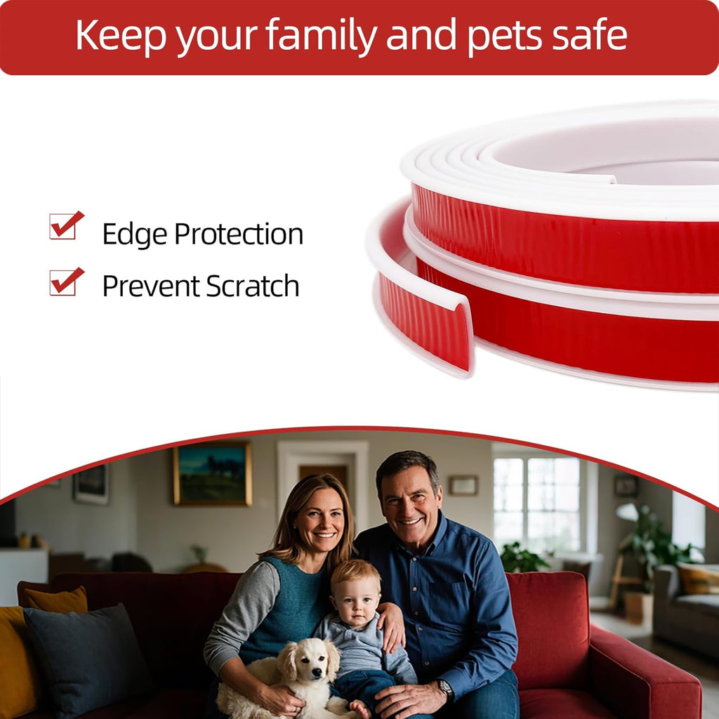 U-Shape Plywood Edge Banding - 3/4" Edge Protector, Self-Adhesive Trim for Veneer, Furniture, Countertop, Table, Sheet Metal - White, 20Ft
