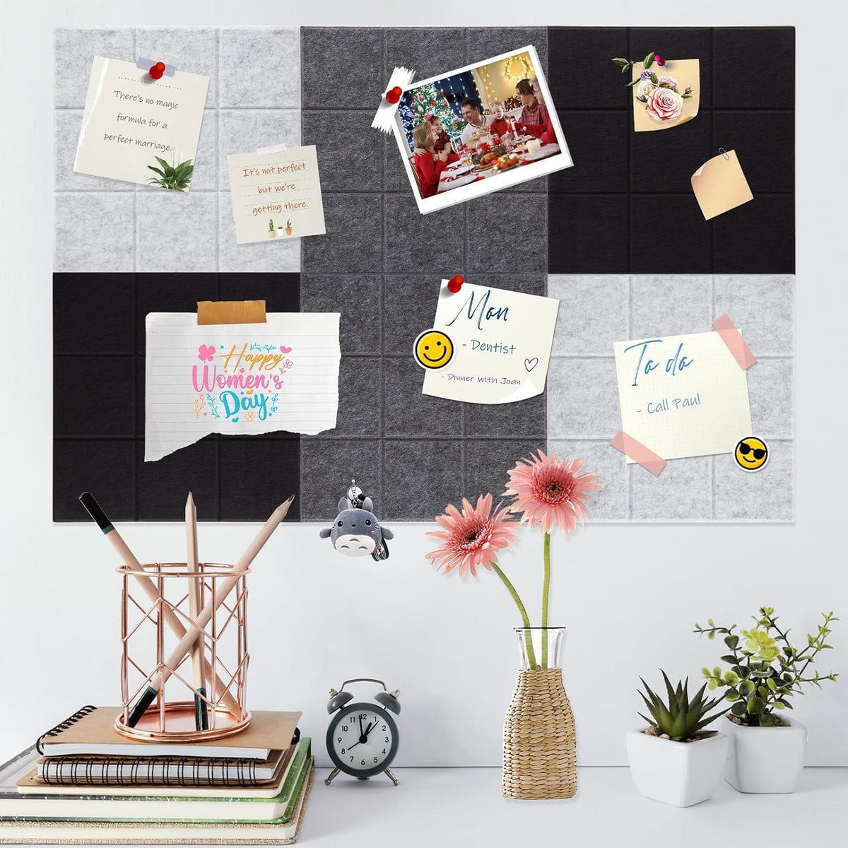 12 Pcs Large 11.8" x 11.8" Felt Bulletin Board for Wall Square Felt...