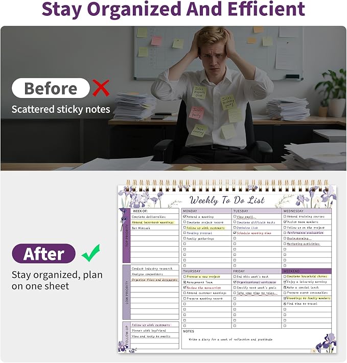 ALKALO 104 Pgs Weekly To Do List Notepad, 52 Duplex-Printed Undated Sheets 100 - Image 5