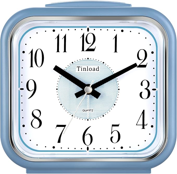 Tinload 5.5" Large Analog Alarm Clock Silent Non Ticking, Gentle Wake, Beep by Tinload