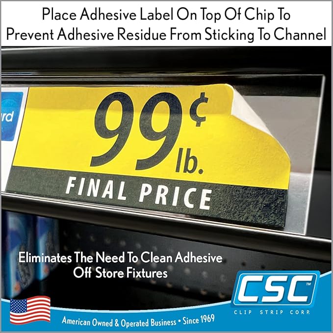 Clip Strip Corp. Price/Data Channel Label Holder Chips, 3.5" L x 1.25" H - Image 2