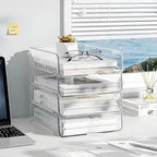 OUTIOE 4-Tier Paper Organizer for Desk, Stackable Desk Organizer Paper Tray - Image 5