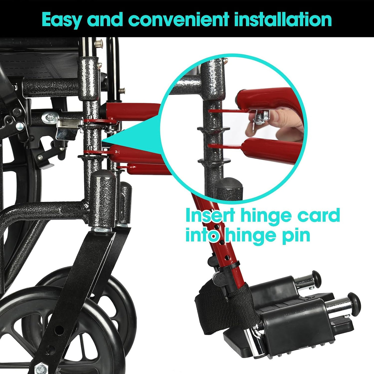Wheelchair Footrest Replacement - Adjustable Composite Footboard & Heel L...