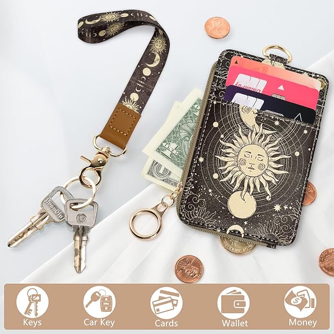 bolimoss Sun and Moon Lanyard Wallet, Boho Lanyard - Image 6