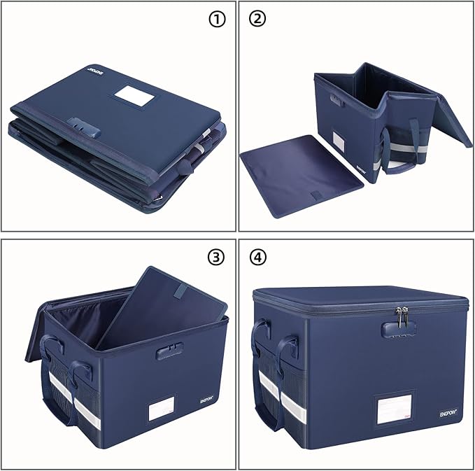 ENGPOW File Box with Lock, Fireproof Document Box with Zipper＆Pockets, - Image 8