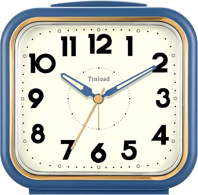 Tinload 5.5" Large Analog Alarm Clock • Silent Non Ticking • Gentle Wake • Beep by Tinload