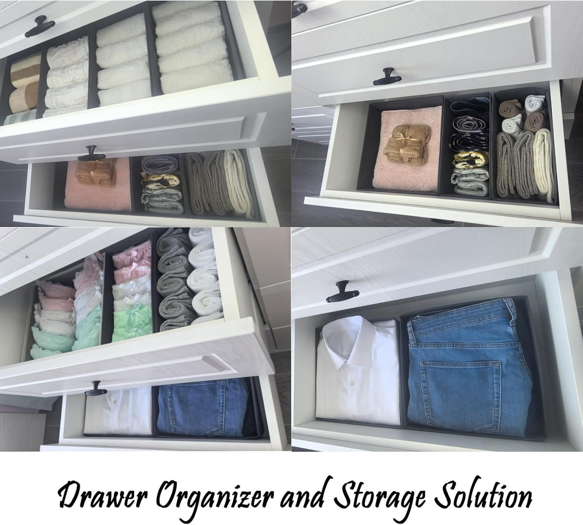 Bructhun Sock Drawer Organizer 9 Pack - Collapsible Fabric Storage Bins for U...
