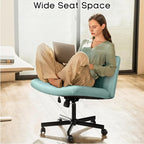 PUKAMI Criss Cross Chair with Wheels, Fabric Padded Armless Cross Legged Office - Image 3
