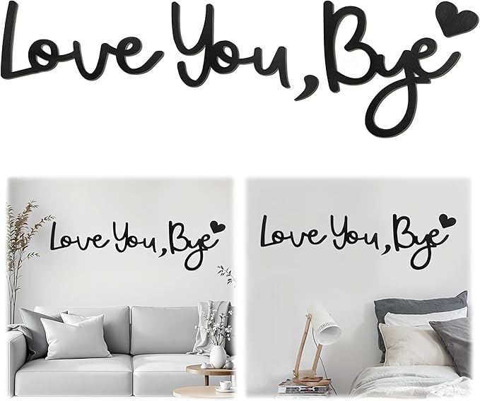 Large Love You Bye Wood Sign Home Decor, Above Door Topper Decoration, Boho by BADAO