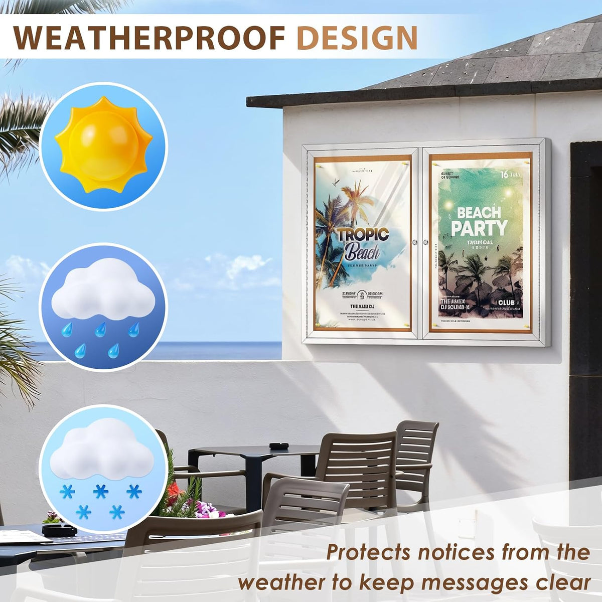SWANCROWN 48x34in Outdoor Enclosed Bulletin Board,Locking Door Display Case