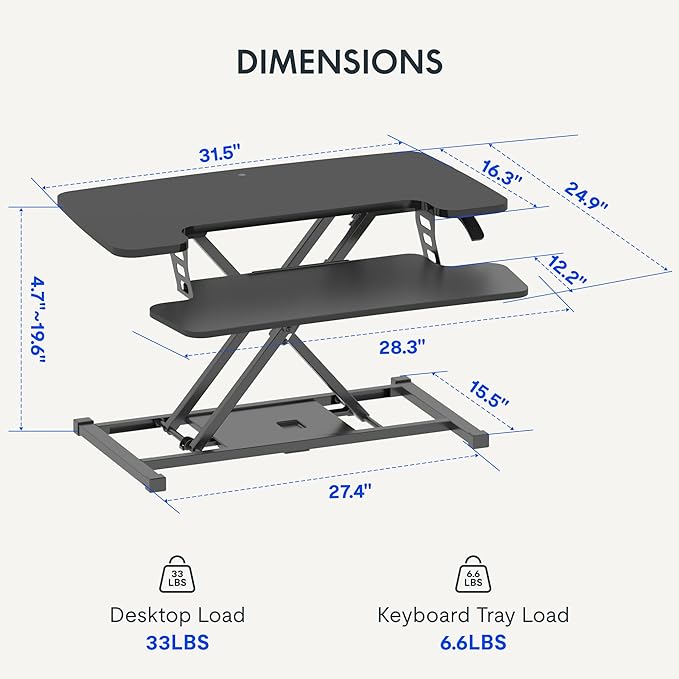 FLEXISPOT 32-inch Height Adjustable Standing Desk Converter, Quick Sit to Stand - Image 3