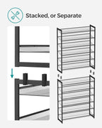 songmics shoe rack, 12-tier shoe organizer, metal shoe on a desk or shelf