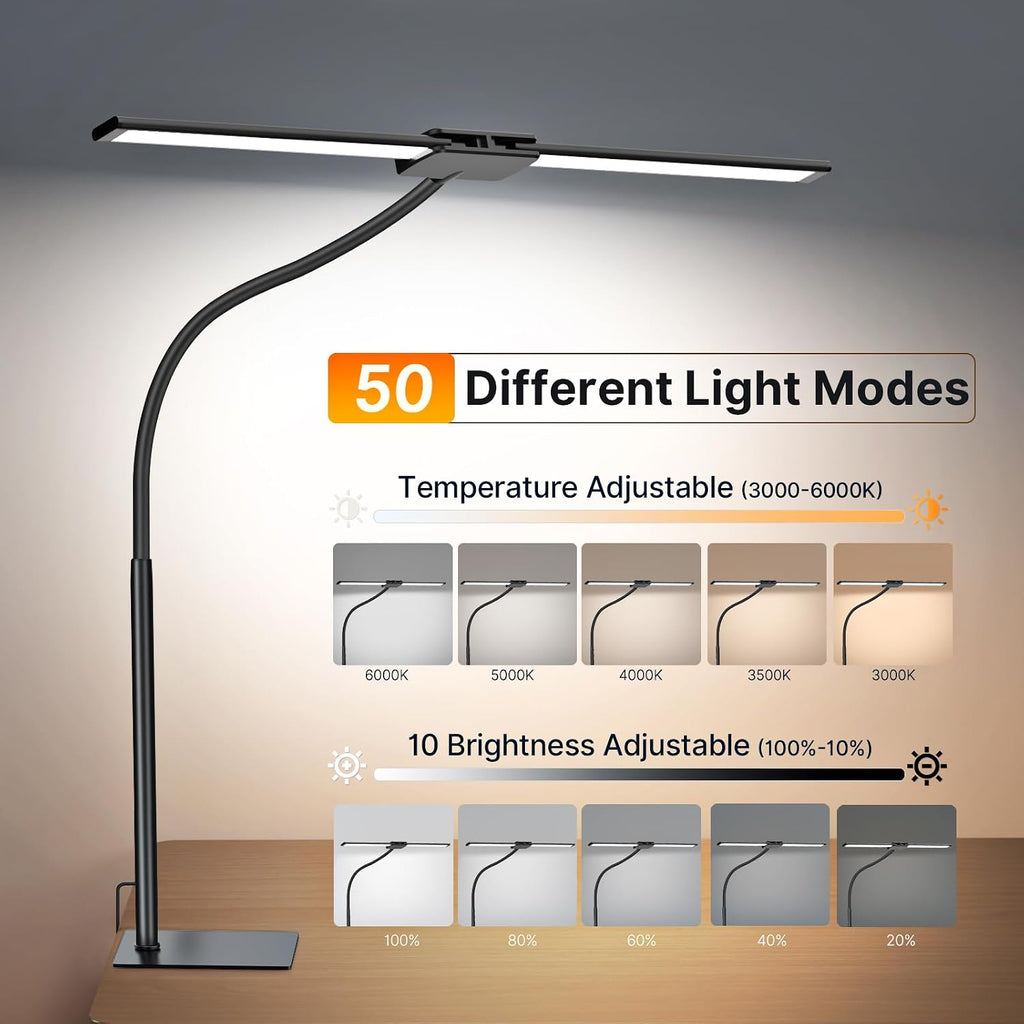 syrinx led desk lamp for home office, 18w shown in use