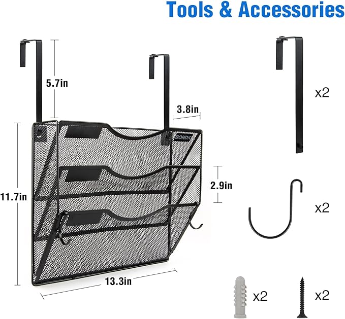 BOHDK Wall File Organizer, 3 Tire Hanging File Folder Mail Organizer, Vertical - Image 6
