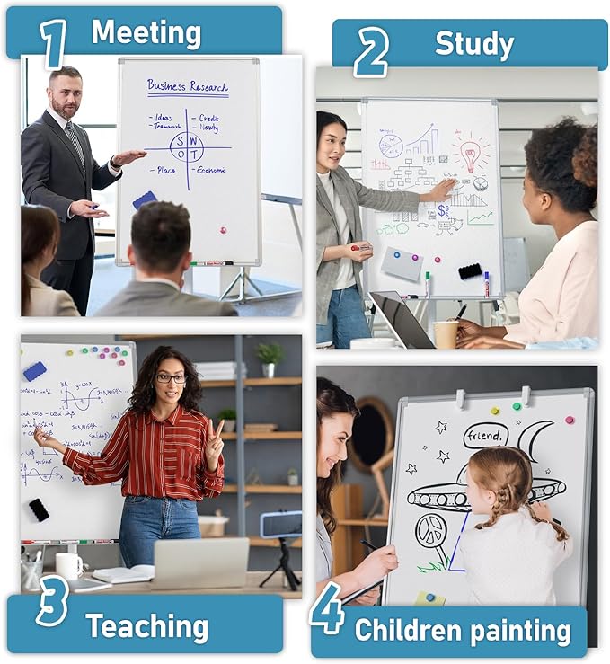 Nicpro Mobile Whiteboard 36"x 24" Magnetic Dry Erase Board, Height Adjustable - Image 7
