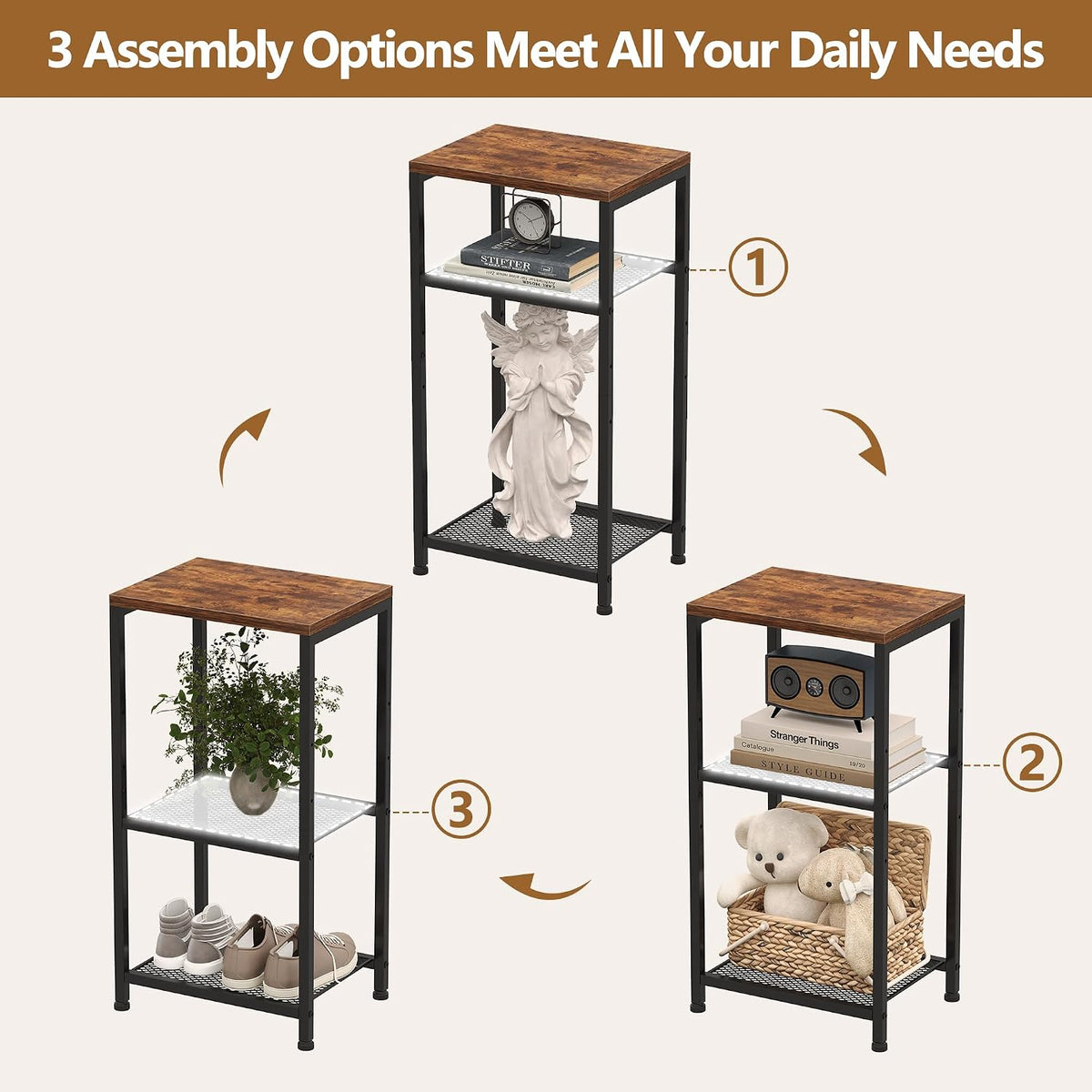 Heybly Small Side Table, 29.1" Tall End Table with Adjustable Shelf, Tel...