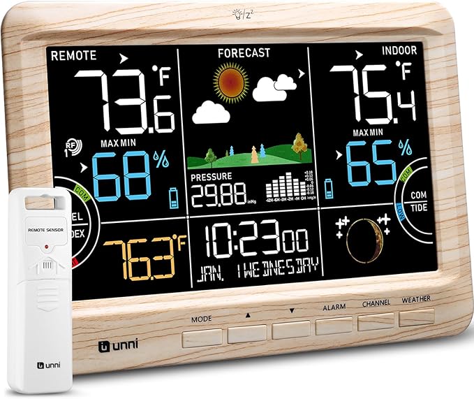 Weather Station Indoor Outdoor Thermometer Wireless, Home Atomic Clock by UUNNI