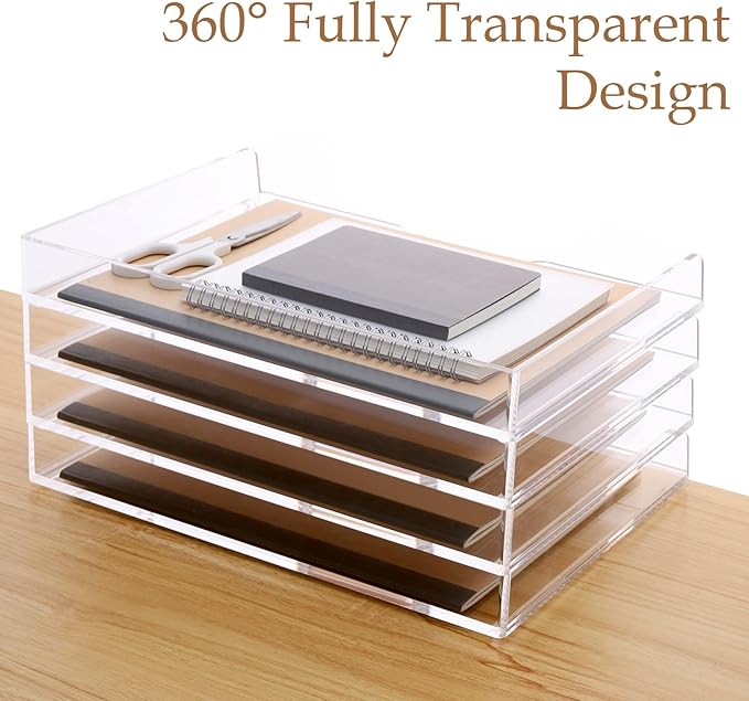 SANRUI Stackable Paper Tray, Acrylic File Organizer, Paper Tray Organizer - Image 9