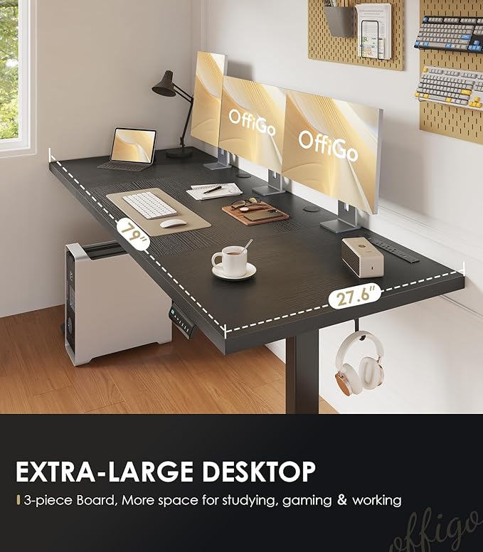 OffiGo 79 Inch Executive Electric Standing Desk, Height Adjustable Desk - Image 5