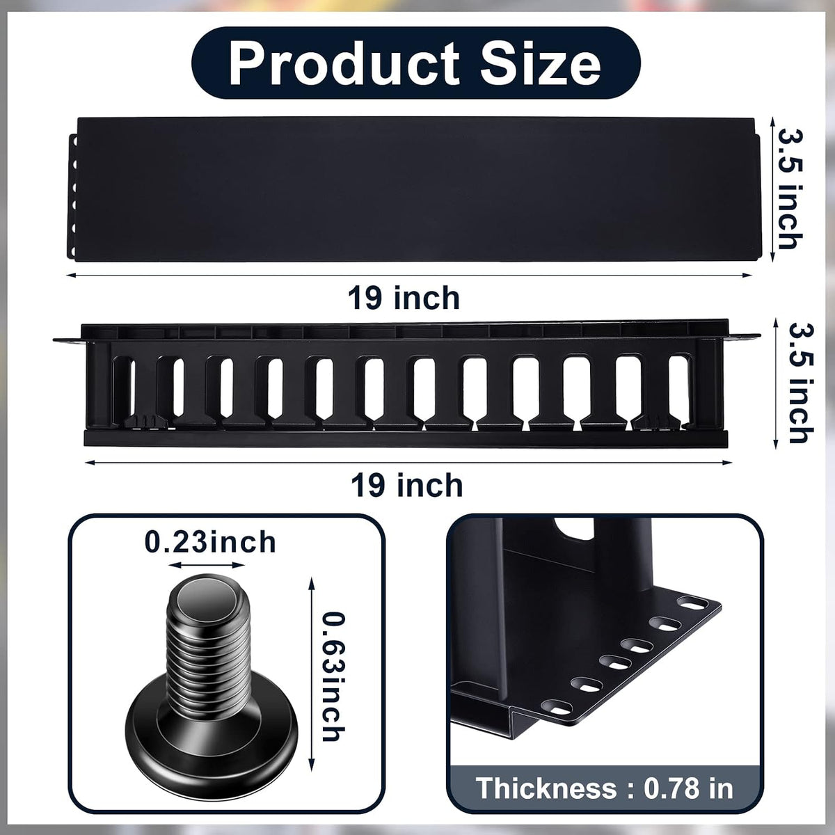 Taiyin 2 Pcs 2u 19 Inch Horizontal Cable Management Panel, 12 Slot
