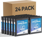 SUNEE Black Binders 1 Inch 24 Pack Bulk by SUNEE