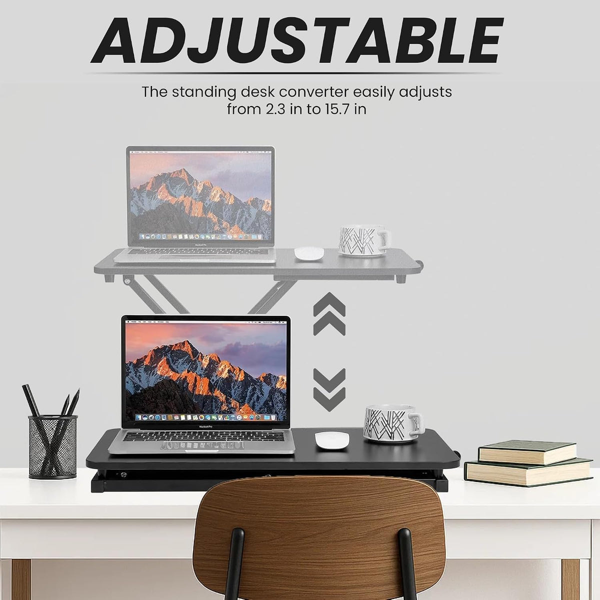 Standing Desk Converter 23.6" x 13.4", Adjustable Height 2.4"–...