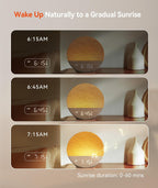 dreamegg sunrise alarm clock, natural wake up light, close-up detail