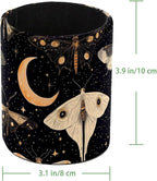Leather Pen Holder for Desk, Butterflies Moth Moon Pencil Cup Desktop Organizer - Image 4