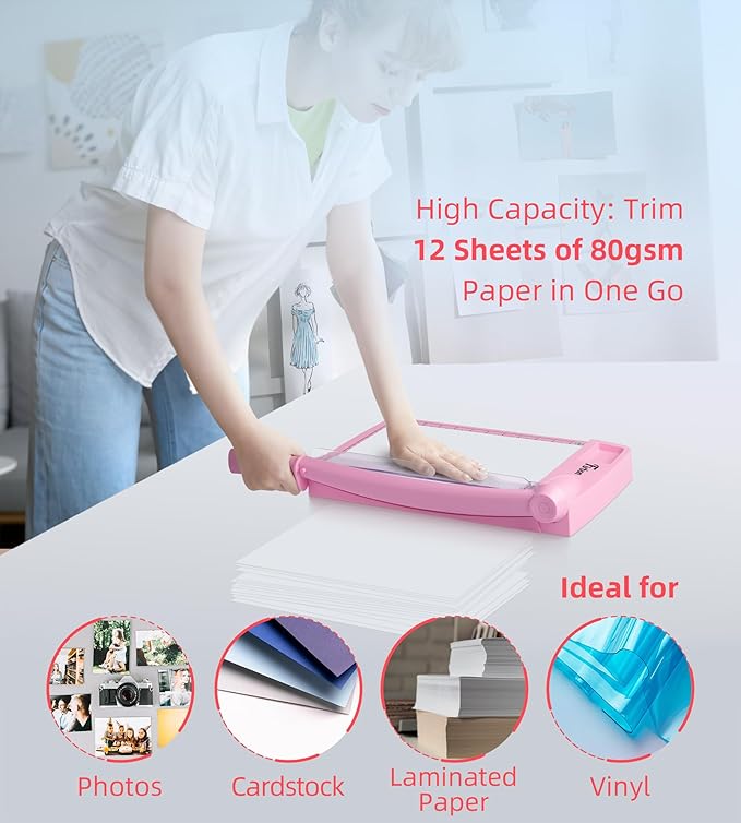 Firbon 12" Guillotine Paper Cutter, Heavy Duty 12-Sheet Capacity Trimmer - Image 5