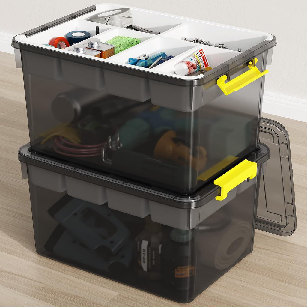 80qt stackable storage bins with lids trays craft, main product view