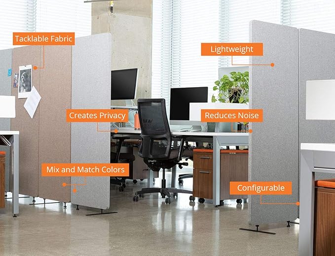 Stand Up Desk Store ReFocus Clamp-on Acoustic Desk Divider Privacy Panel That - Image 5