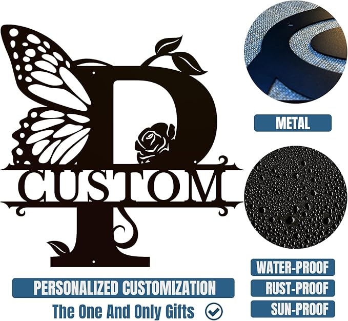 Personalized Custom Letter Name metal Signs, Custom Black Letter Monogram Wall - Image 6