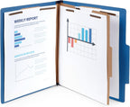 Blue Summit Supplies 10 Dark Blue Classification Folders, 1 Divider, Letter | Heavy duty 25pt dark blue pressboard, 1 divider, 2 in expansion, 2 prong, medical files and office reports