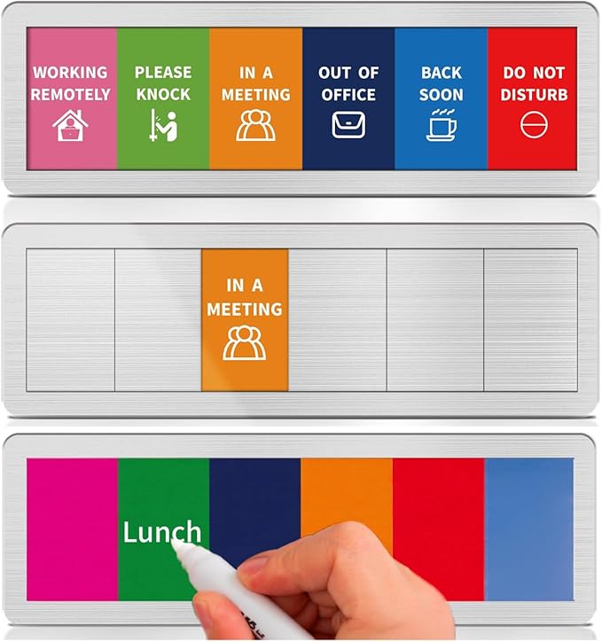 Office Door Signs with 6 Printed Status Options – Do Not Disturb, Out of Office by EliteSign