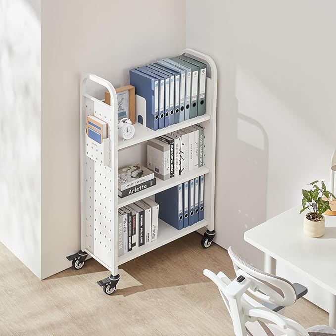 VEVOR Rolling Library Book Cart, 330 lbs Capacity, 30.3 x 15 x 48.0-Inch - Image 2