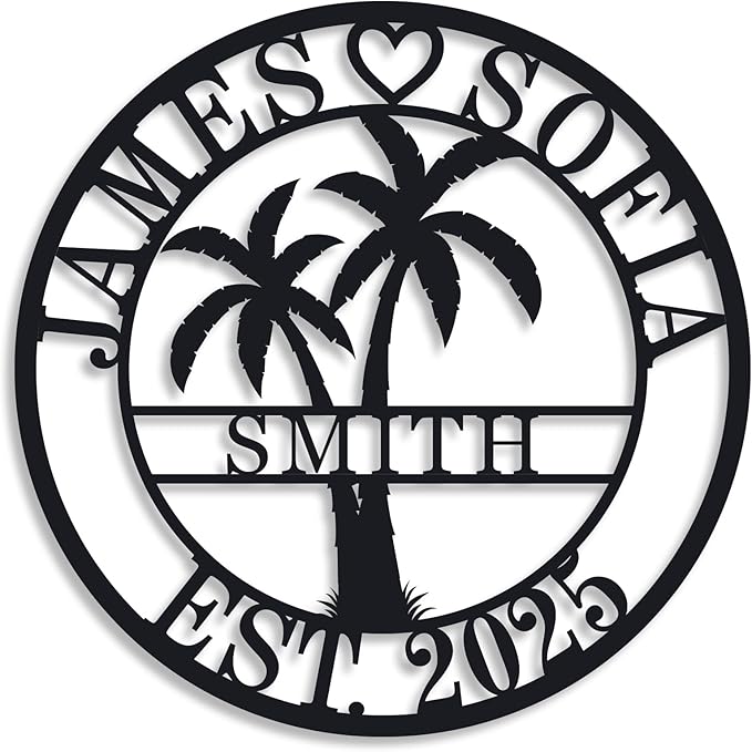 Personalized Metal Palm Tree Sign, Custom Signs Outdoor Palm Tree, Personalized by ENFODREAM